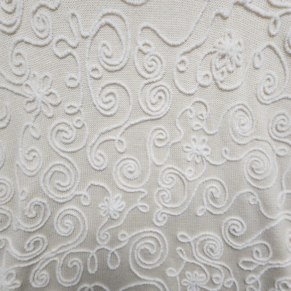 Vintage Outlander Sweater Womens 1X Cream Floral Wool Blend Embroidered Pullover - Picture 5 of 11
